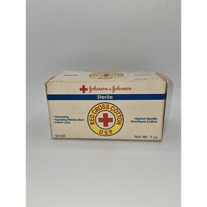 Johnson & Johnson 1980s Red‎ Cross Cotton USP First Aid Advertisement USA